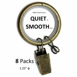 New 👍 Urbanest 1 1/4" Nylon-insert Curtain Rings With Clips And Eyelets, Antique Brass 😉