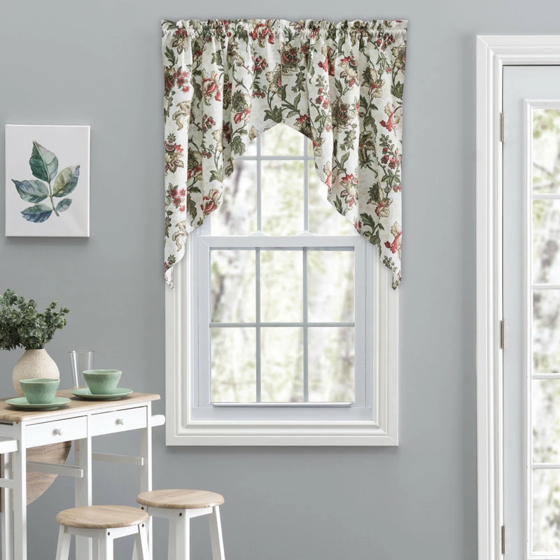 Cheapest π Ellis Curtain Madison Floral 56"x36" Tailored Swag, Brick 𧨠- Image 2