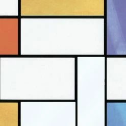 Outlet ❤️ Brewster Home Fashions Mondrian Self Adhesive Window Film 🛒