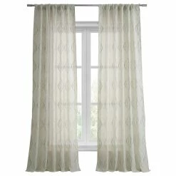 Flash Sale 🛒 Half Price Drapes Suez Natural Embroidered FauxLinen Sheer Curtain Single Panel, 50"x108" ✨