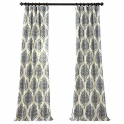 Cheap π Half Price Drapes Arabesque Blue Printed Cotton Twill Curtain Single Panel, 50"x84" β
