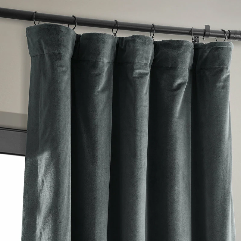 Best reviews of π Half Price Drapes Signature Natural Gray Blackout Velvet Curtain Single Panel, 50"x96" π― - Image 5