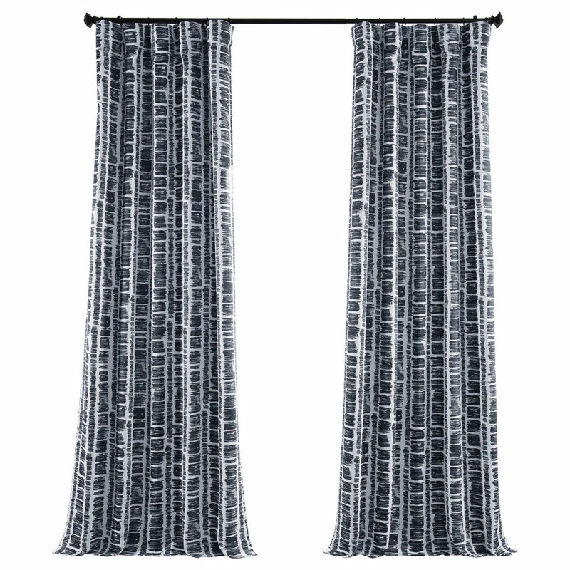 Deals π Exclusive Fabrics & Furnishings, LLC Matchstick Charcoal Black Blackout Room Darkening Curtain Pair, 50Wx108L π―