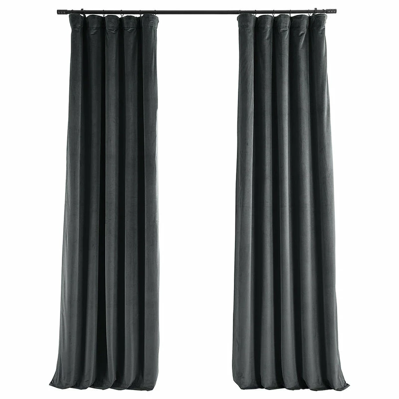 Brand new π Half Price Drapes Signature Natural Gray Blackout Velvet Curtain Single Panel, 50"x84" π