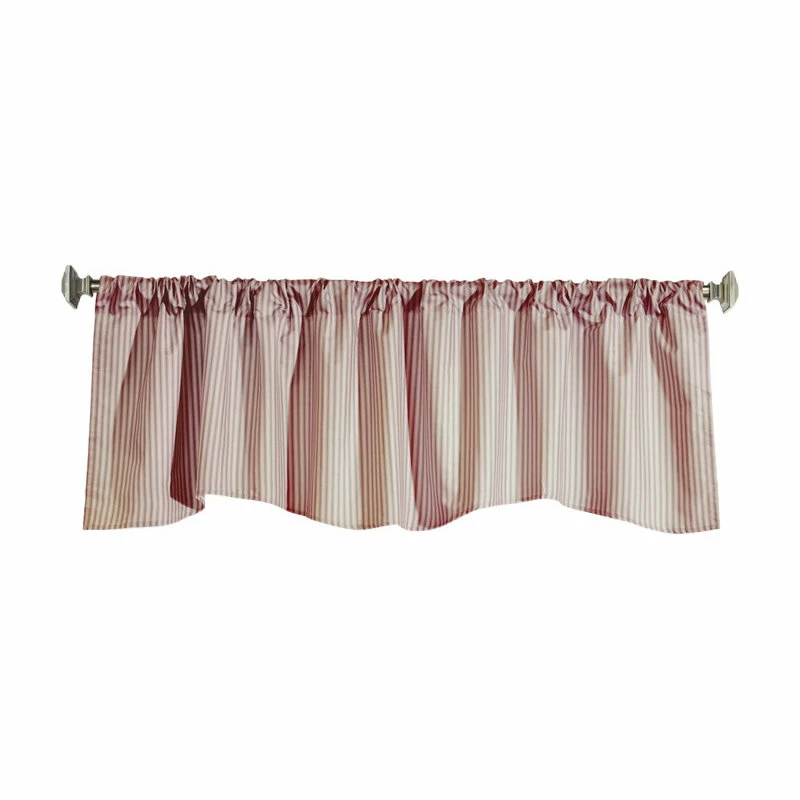 Outlet β¨ Commonwealth Home Fashions Ticking Stripe Pole Top Valance Flat 60 X 18 In Burgundy β€οΈ