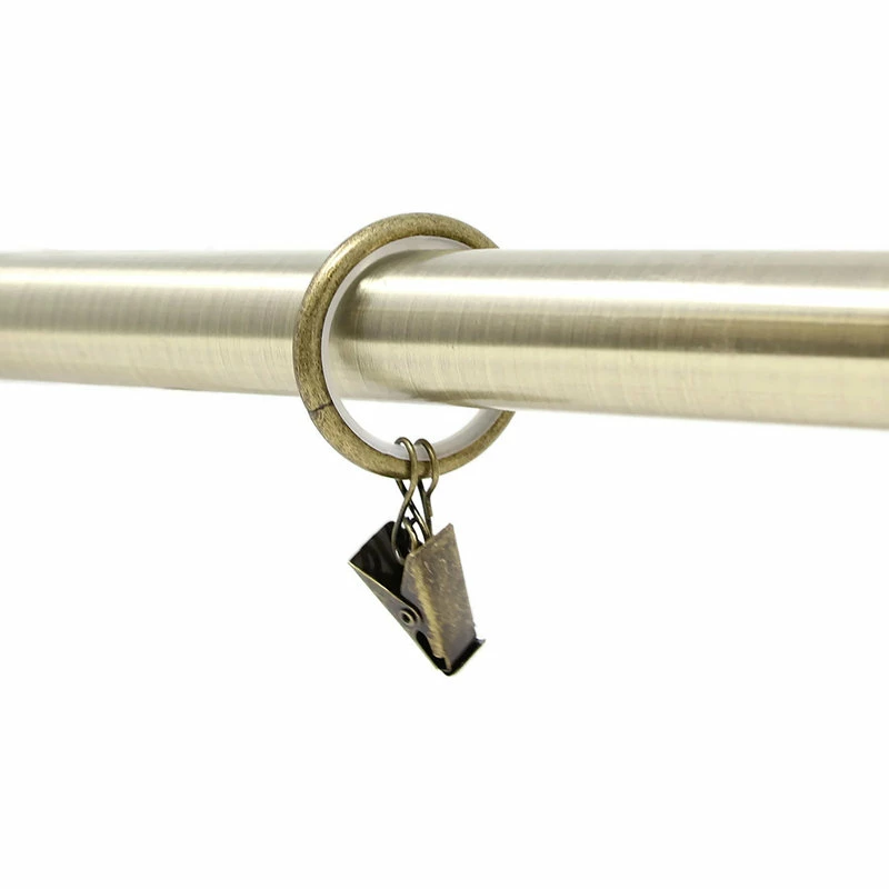 New π Urbanest 1 1/4" Nylon-insert Curtain Rings With Clips And Eyelets, Antique Brass π - Image 3