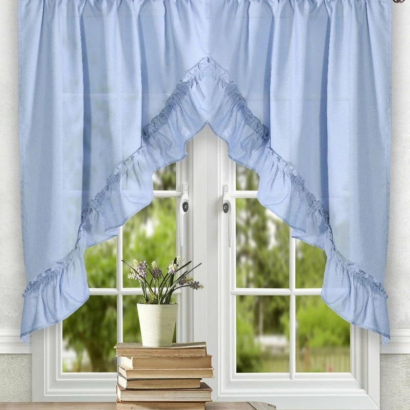 Buy βοΈ Ellis Curtain Stacey 60"x38" Ruffled Swag Curtain, Slate π - Image 2