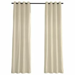 Deals 🤩 Half Price Drapes Signature Ivory Grommet Blackout Velvet Curtain Single Panel, 50"x96" 🎉