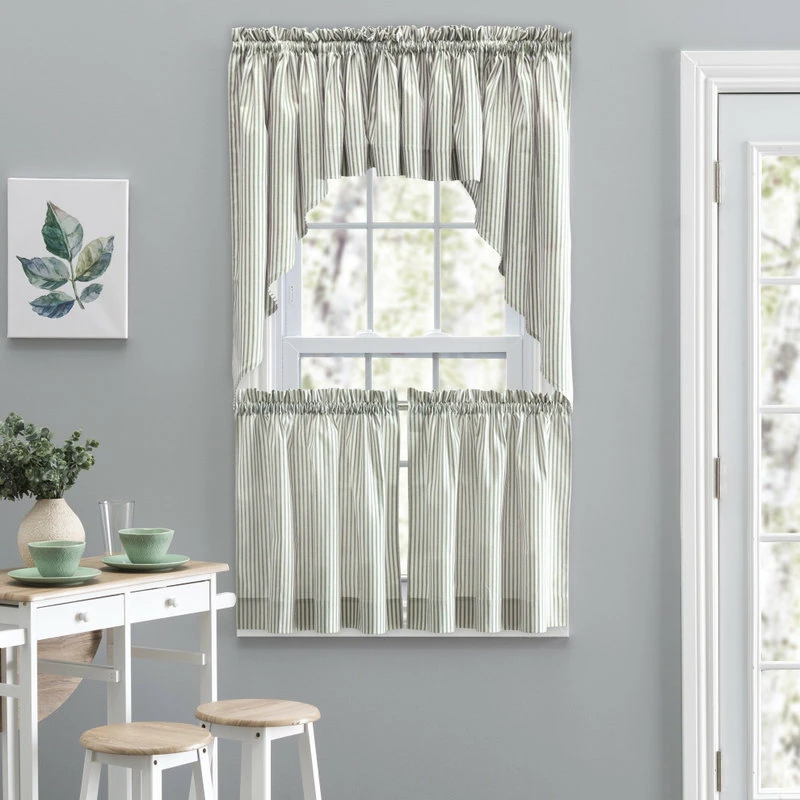 Deals π Ellis Curtain Plaza Stripe 58" X 15" Tailored Valance, Sage β - Image 4