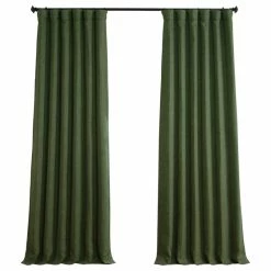 Cheap 👏 Exclusive Fabrics & Furnishings, LLC Faux Linen Room Darkening Curtain Single Panel, Tuscany Green, 50"x108" 👏