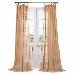 Flash Sale ❤️ Half Price Drapes Cleopatra Gold Embroidered Sheer Curtain Single Panel, 50"x108" 🎉