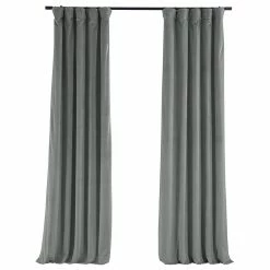 Promo ✨ Half Price Drapes Signature Silver Gray Blackout Velvet Curtain Single Panel, 50"x120" 🧨