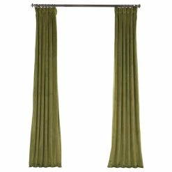 Buy ✔️ Half Price Drapes Heritage Plush Velvet Single Curtain, Single Panel, Retro Green, 50"x108" ✔️