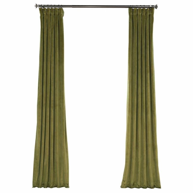 Buy โ๏ธ Half Price Drapes Heritage Plush Velvet Single Curtain, Single Panel, Retro Green, 50"x108" โ๏ธ