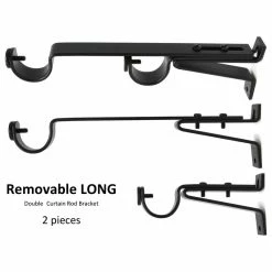 Flash Sale π Urbanest Adjustable Double Rod Bracket, Up To 1 1/8", Black, Set Of 2 π