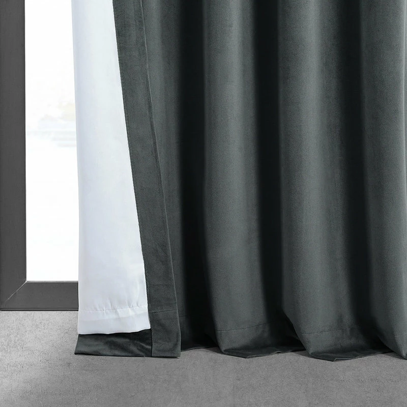 Brand new π Half Price Drapes Signature Natural Gray Blackout Velvet Curtain Single Panel, 50"x84" π - Image 10
