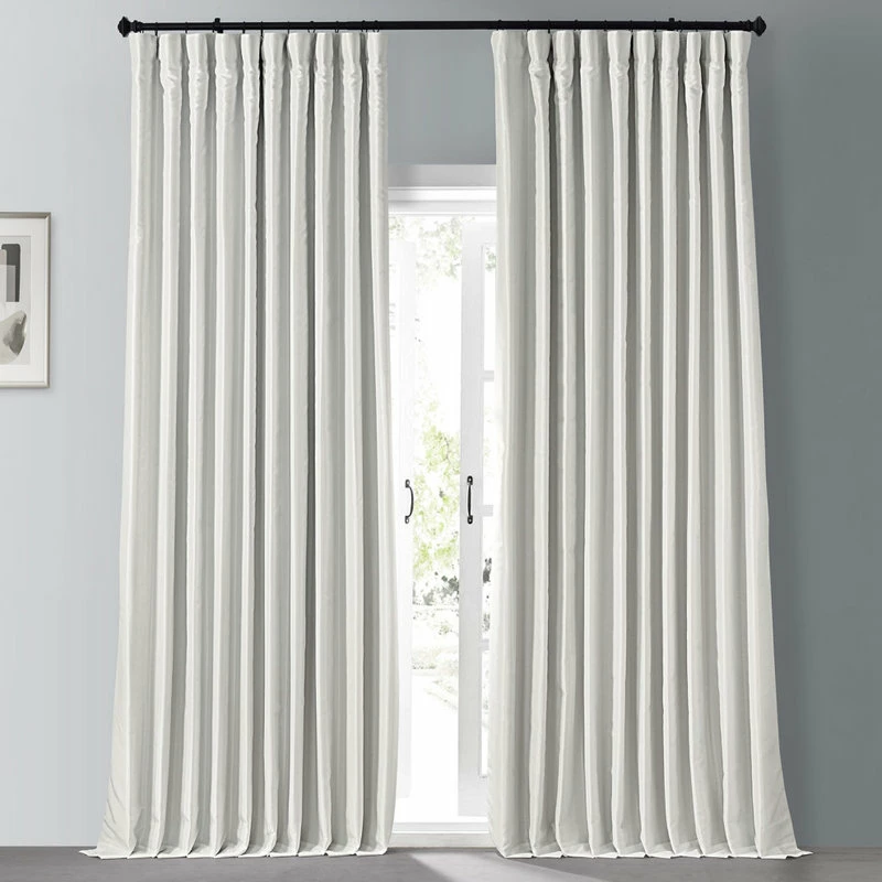 Cheapest π€© Half Price Drapes Blackout Extra Wide Vintage Textured Faux Dupioni Curtain, Off White, 100"x96" π - Image 2