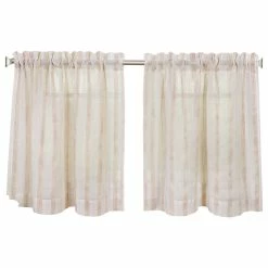 Discount 👍 Elrene Home Fashions Linen Stripe Kitchen Curtain Tier Set, 30"x24" Pair 🎉