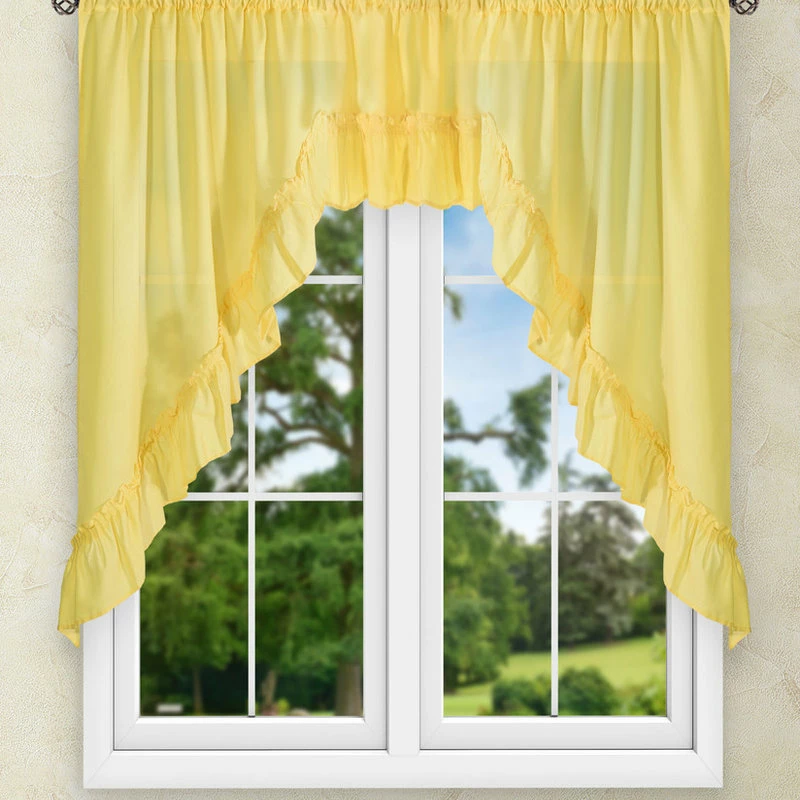 Best reviews of π Ellis Curtain Stacey 60"x38" Ruffled Swag Curtain, Yellow π - Image 3
