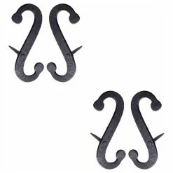 Budget ๐ฅ Renovators Supply Manufacturing 2 Pair Shutter ๐ฆฎ Dog Scroll Black Hand Forged Iron Masonry | ๐