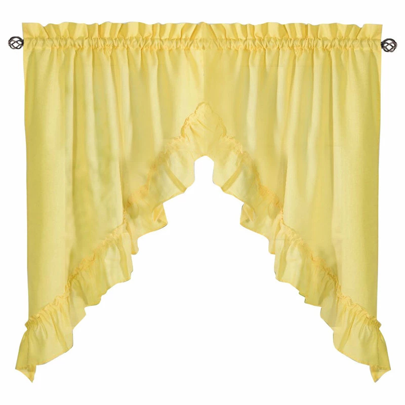 Best reviews of π Ellis Curtain Stacey 60"x38" Ruffled Swag Curtain, Yellow π