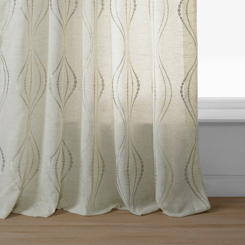 Flash Sale π Half Price Drapes Suez Natural Embroidered FauxLinen Sheer Curtain Single Panel, 50"x108" β¨ - Image 8