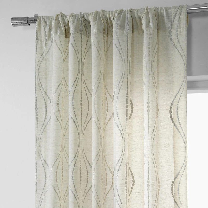 Flash Sale π Half Price Drapes Suez Natural Embroidered FauxLinen Sheer Curtain Single Panel, 50"x108" β¨ - Image 6