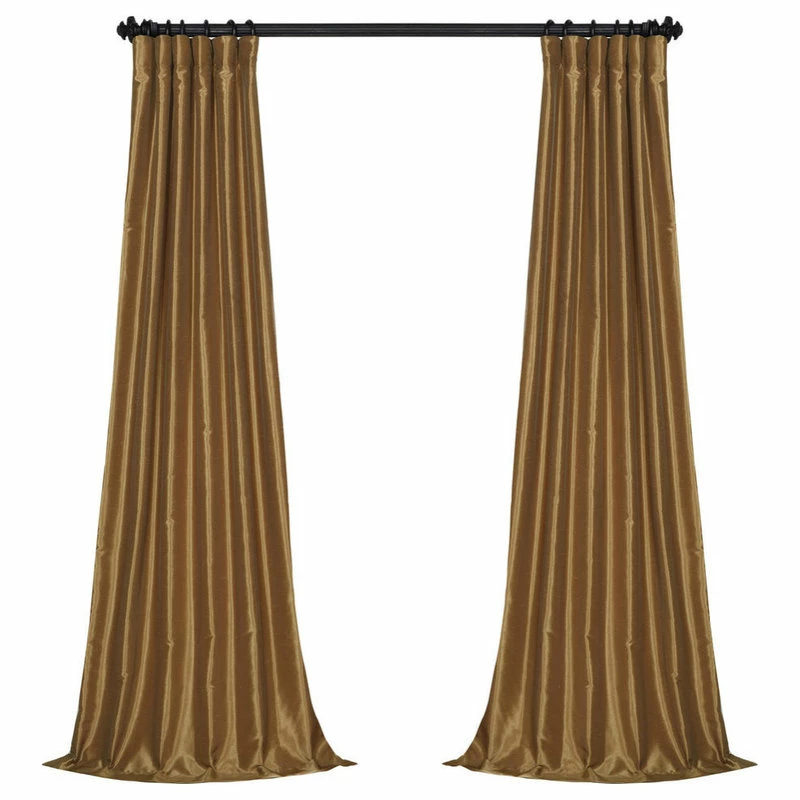 Best Pirce β Exclusive Fabrics & Furnishings, LLC Flax Gold Vintage Textured Faux Dupioni Silk Curtain Single Panel, 50"x84" β