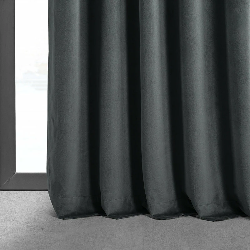 Brand new π Half Price Drapes Signature Natural Gray Blackout Velvet Curtain Single Panel, 50"x84" π - Image 8