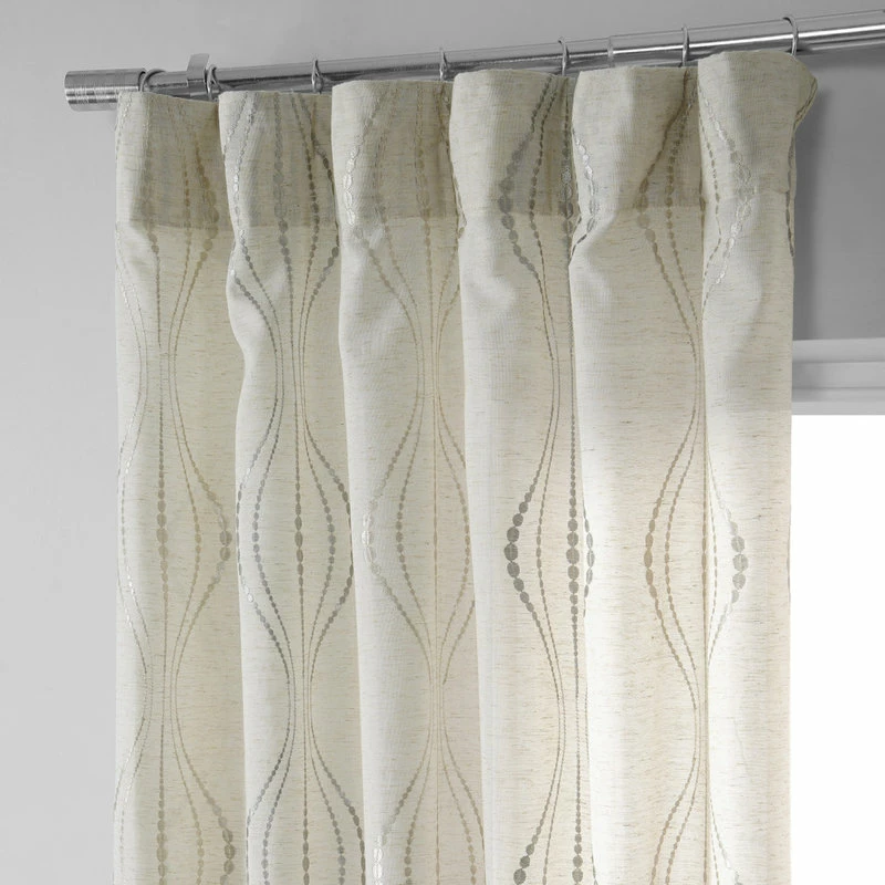 Flash Sale π Half Price Drapes Suez Natural Embroidered FauxLinen Sheer Curtain Single Panel, 50"x108" β¨ - Image 5