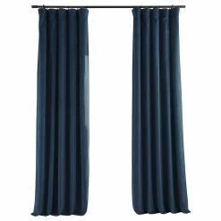 Top 10 🤩 Half Price Drapes Signature Midnight Blue Blackout Velvet Curtain Single Panel, 50"x96" 💯