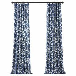 Brand new 😀 Half Price Drapes Fleur Blue Printed Cotton Twill Curtain Single Panel, 50"x 96" ⌛