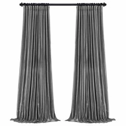 New 😍 Half Price Drapes Blackout Extra Wide Vintage Textured Faux Dupioni Curtain, Smoke, 100"x96" 🤩