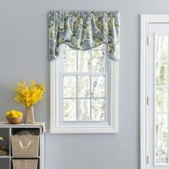 Best reviews of 🤩 Ellis Curtain Hydrangea 60" X 24" Tie-up Valance, Blue ✔️