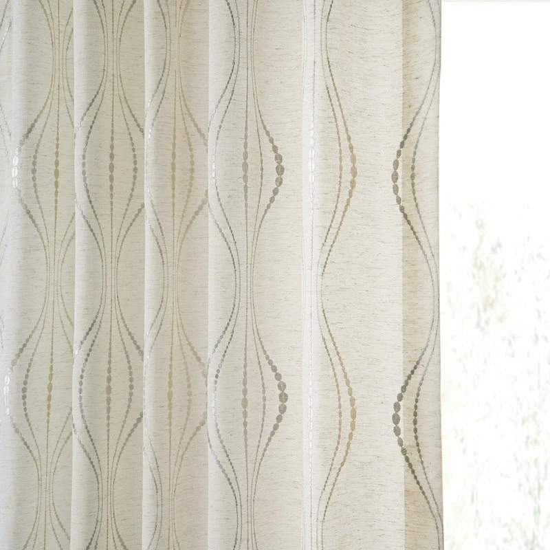 Flash Sale π Half Price Drapes Suez Natural Embroidered FauxLinen Sheer Curtain Single Panel, 50"x108" β¨ - Image 9