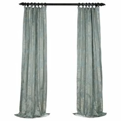 Buy 🔔 Half Price Drapes Magdelena Steel Blue & Silver Faux Silk Jacquard Curtain Single Panel, 50"x 96" ✔️