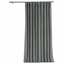 Best Pirce 😉 Half Price Drapes Signature Silver Gray Velvet Blackout Curtain Single Panel, 100"x84" 💯