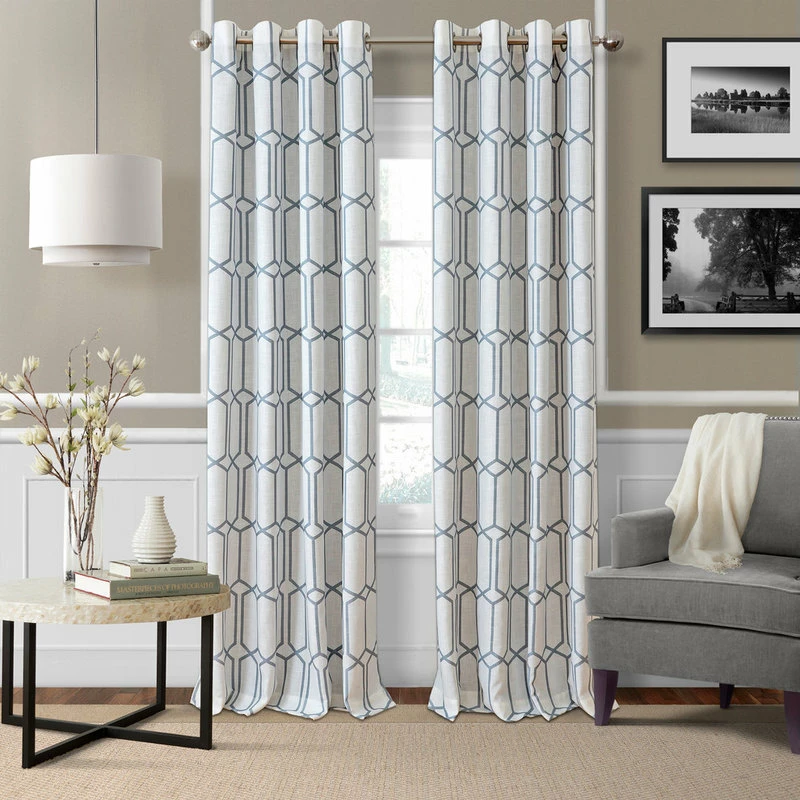 Deals π Elrene Home Fashions Kaiden Geometric Room Darkening Window Curtain, Blue, 52 In. X 95 In. π - Image 4