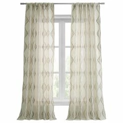 Wholesale 🧨 Half Price Drapes Suez Bronze Embroidered FauxLinen Sheer Curtain Single Panel, 50"x96" ❤️