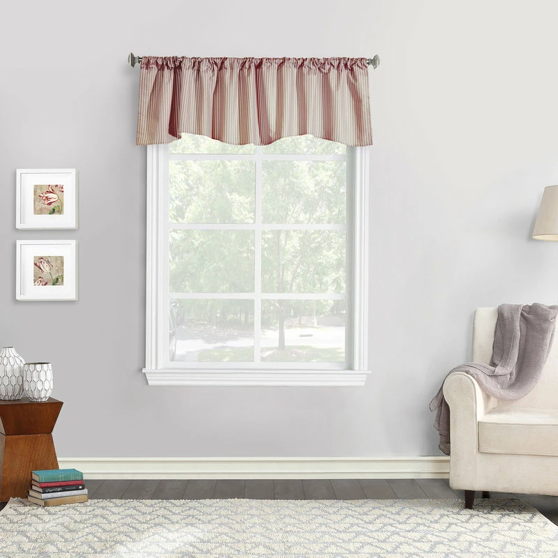 Outlet β¨ Commonwealth Home Fashions Ticking Stripe Pole Top Valance Flat 60 X 18 In Burgundy β€οΈ - Image 4