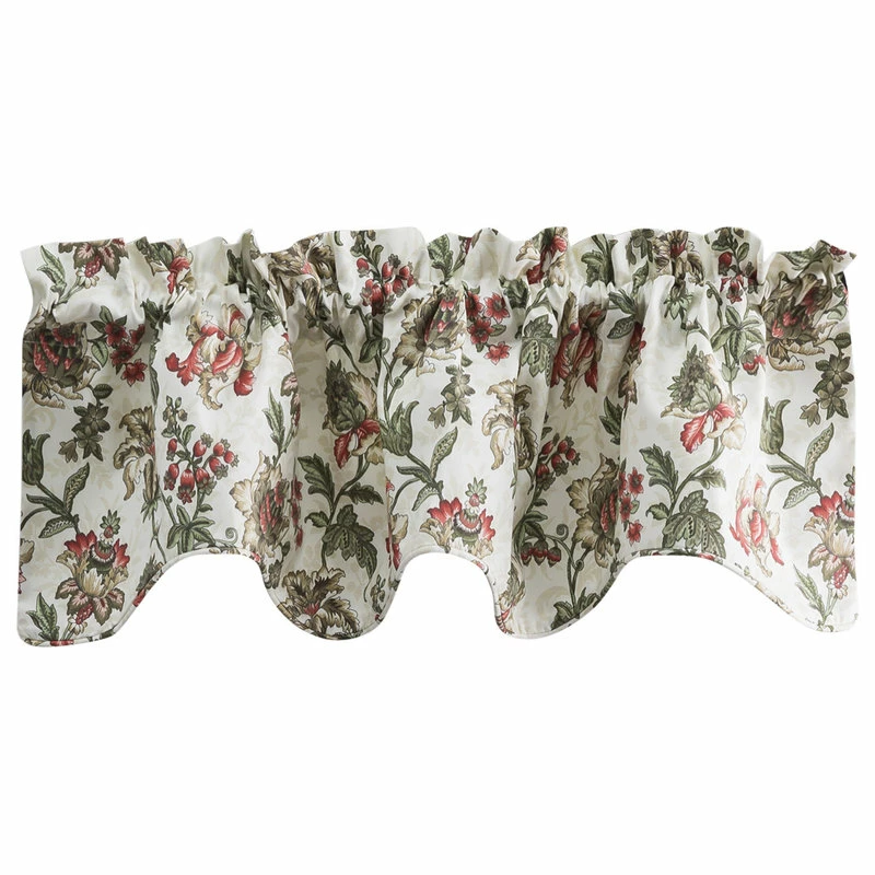 Flash Sale ๐ Ellis Curtain Madison Floral 58"x15" Lined Scallop Valance, Brick ๐ฏ