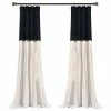 Buy 😉 Lush Decor Linen Button Single Window Panel, Black/White, 95"x40" ⌛