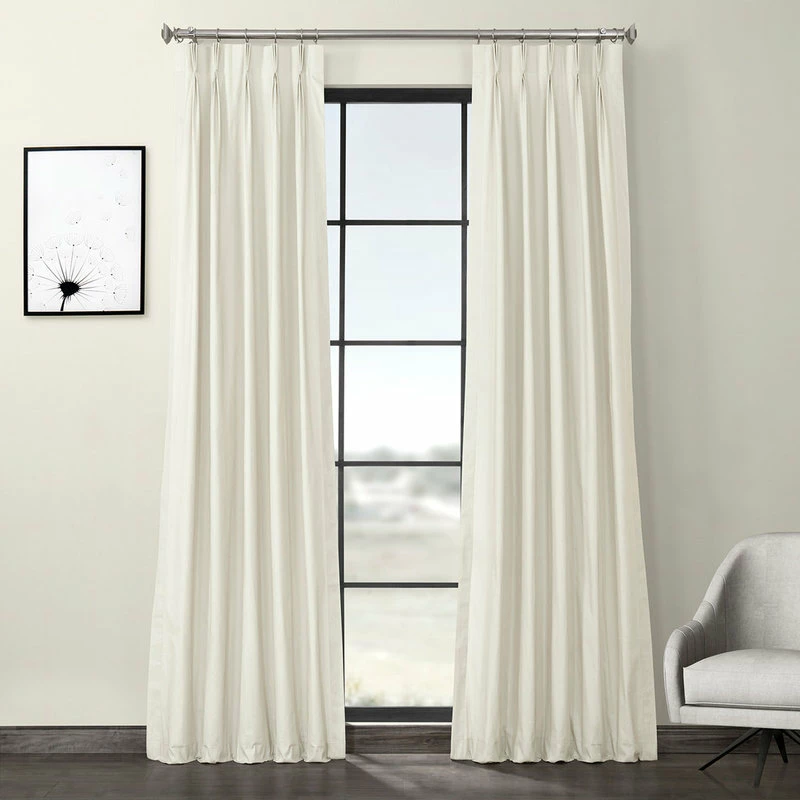 Buy 🔔 Half Price Drapes Solid Cotton Pleated Curtain Single Panel, Fresh Popcorn, 25"x108" ❤️ - Image 2