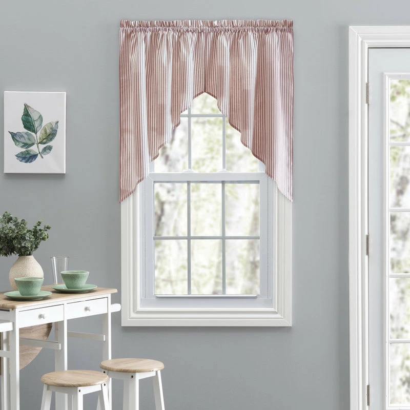 Discount βοΈ Ellis Curtain Plaza Stripe 56" X 36" Tailored Swag, Brick β¨ - Image 2