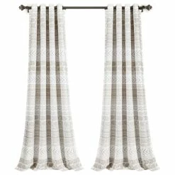 Promo ✔️ Lush Decor Hygge Geo Room Darkening Window Panel Pair, Taupe/White, 84"x52" ❤️