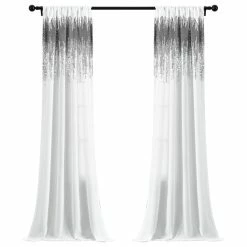 Outlet 😀 Lush Decor Shimmer Sequins Window Panel Set, White/Black, 84"x42" 🎁