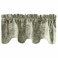 Discount 🛒 Ellis Curtain Lexington Leaf Lined Scallop Valance, Sage ⌛