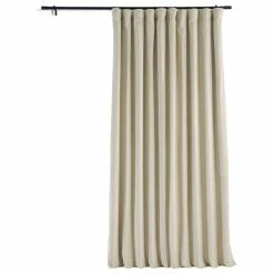 Discount 👏 Half Price Drapes Signature Ivory Doublewide Blackout Velvet Curtain Single Panel, 100"x84" 🛒