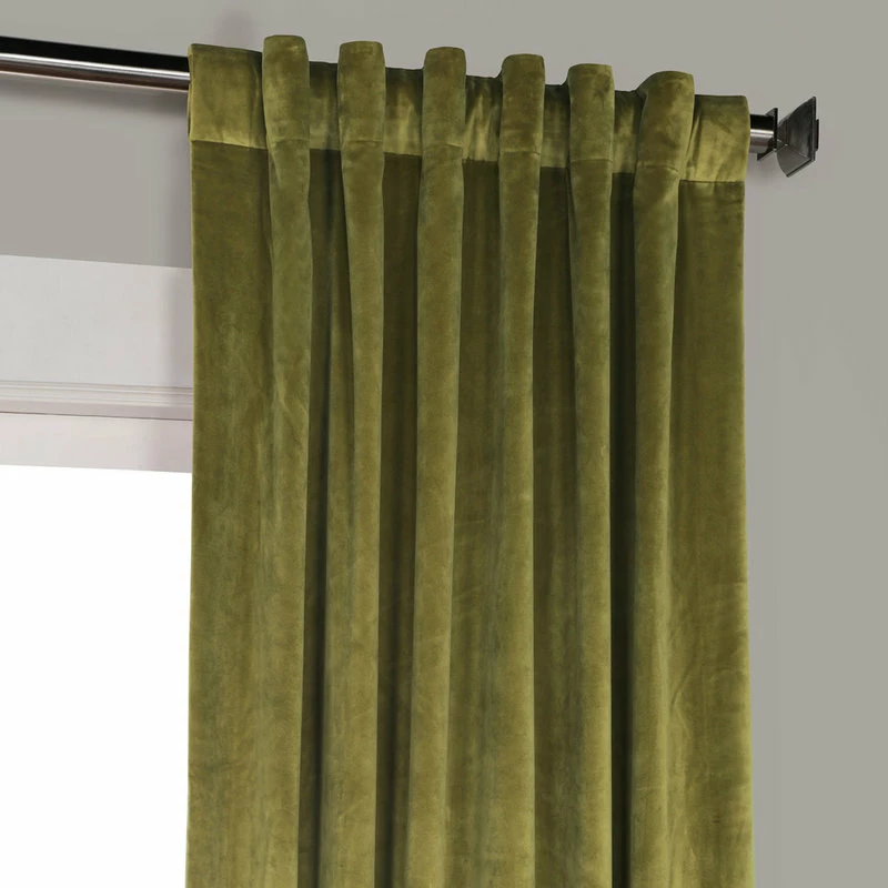 Buy โ๏ธ Half Price Drapes Heritage Plush Velvet Single Curtain, Single Panel, Retro Green, 50"x108" โ๏ธ - Image 5