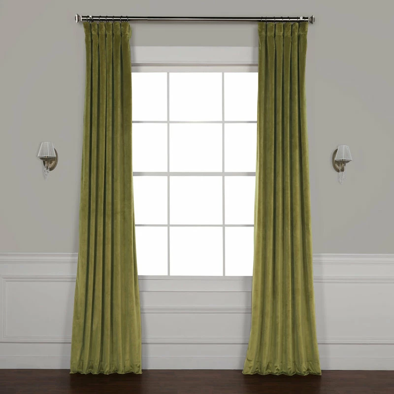 Buy โ๏ธ Half Price Drapes Heritage Plush Velvet Single Curtain, Single Panel, Retro Green, 50"x108" โ๏ธ - Image 2